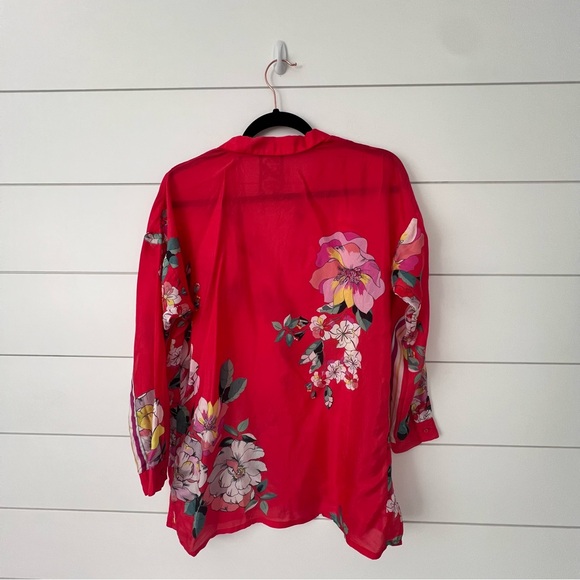 Johnny Was Passion Iris Floral Silk Tunic Blouse - Picture 3 of 7